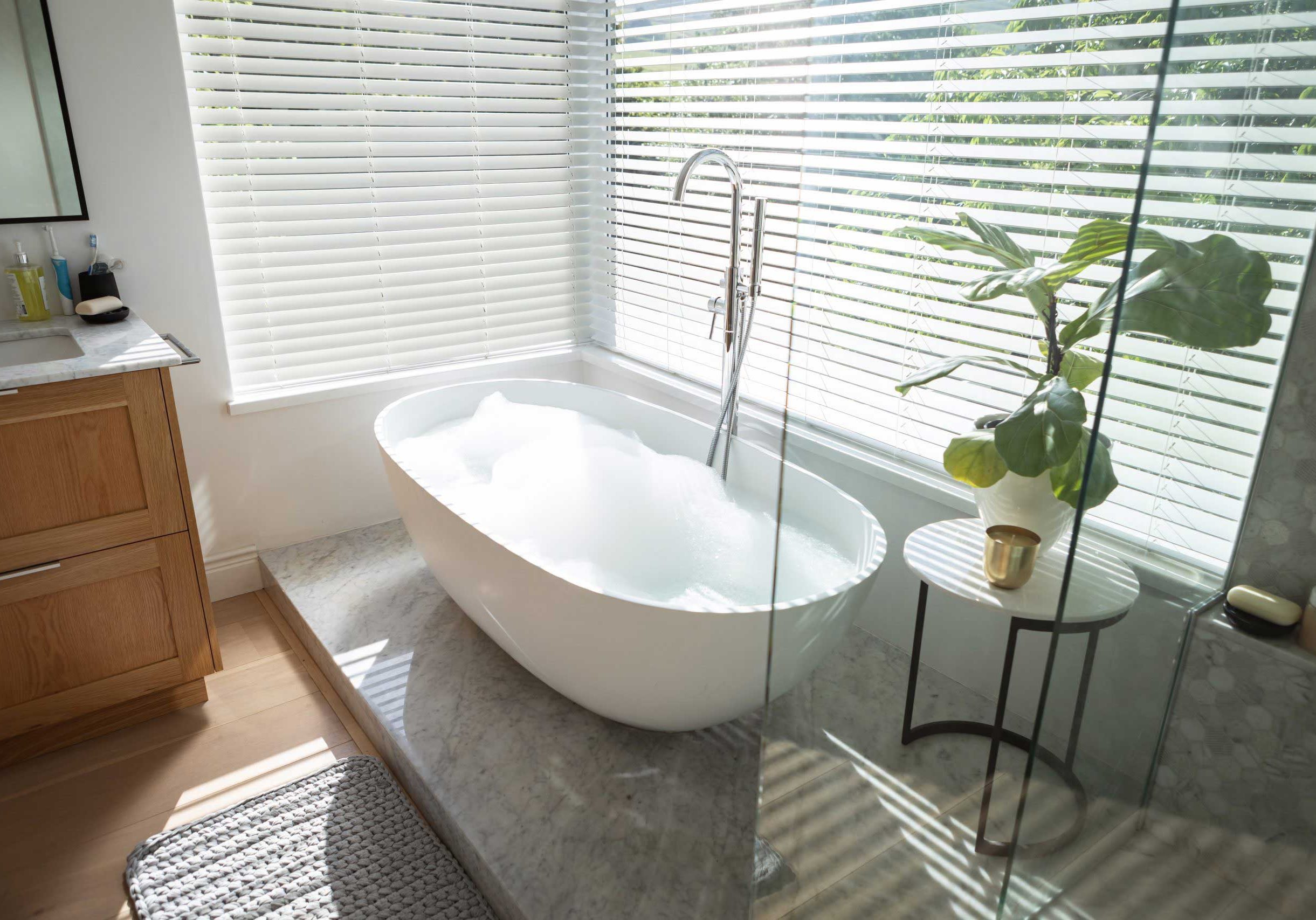 modern bathroom with a touch of nature